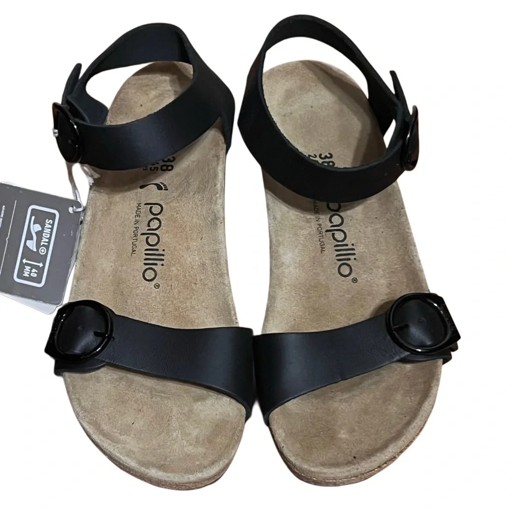 NWT Papillo Birkenstock Soley Leather Modern Boho Euro Minimalist Wedge Sandal
